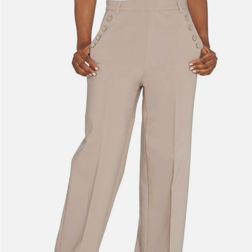 Lisa Rinna Collection Tan Wide Leg Pants